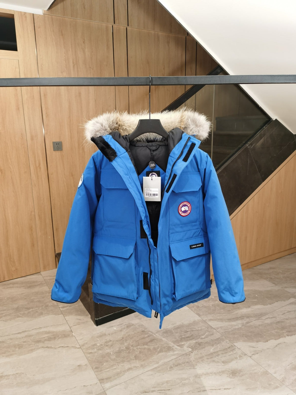 Canada Goose Children Parka Jacket Blue Fox Fur Polyester Cotton