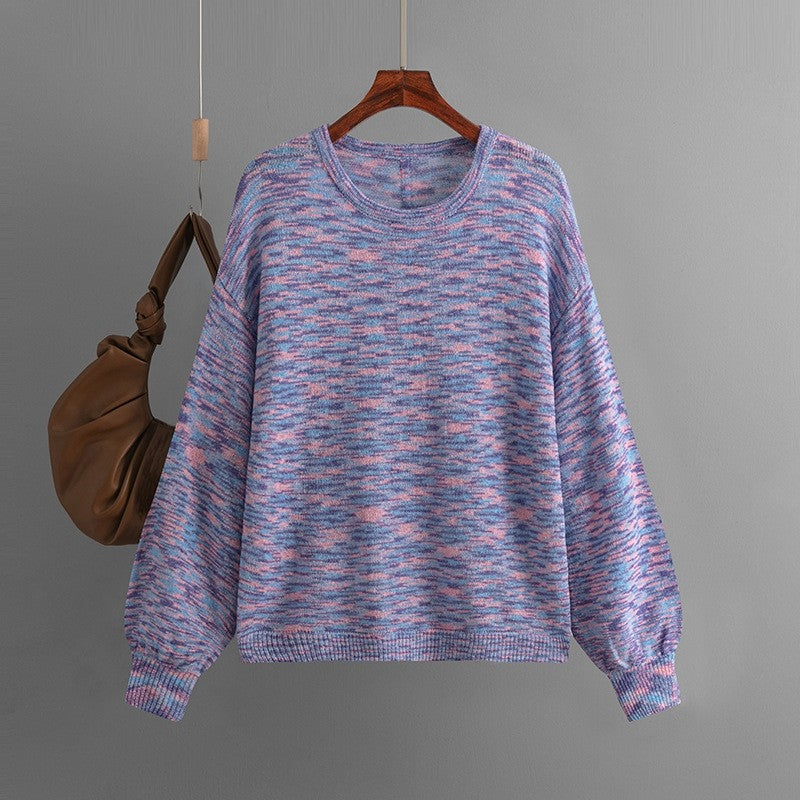 Round Neck Solid Color Loose Pullover Sweater