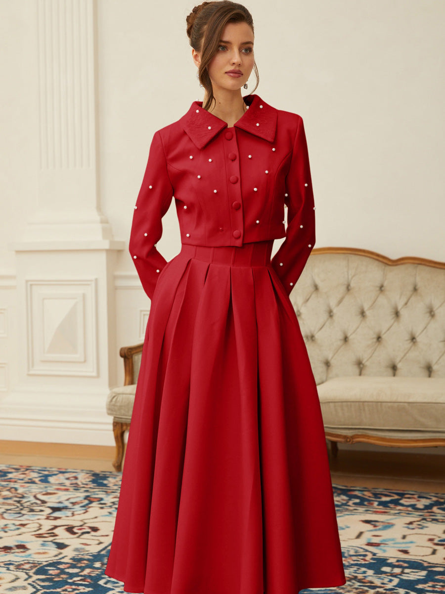 Brooklyn Pearl Jacket & Pleated Skirt Set