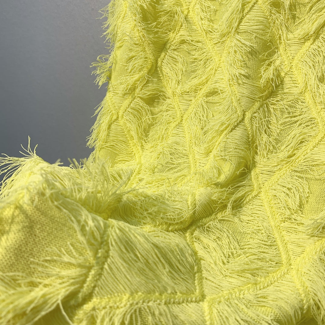 CC SS26 Feather-Trimmed Chiffon Top Neon Chiffon 350965
