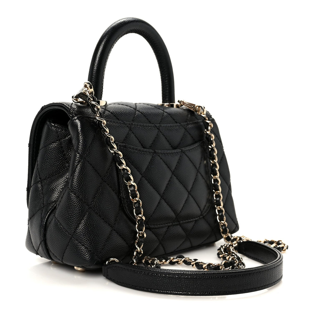 Caviar Quilted Extra Mini Coco Handle Flap Black