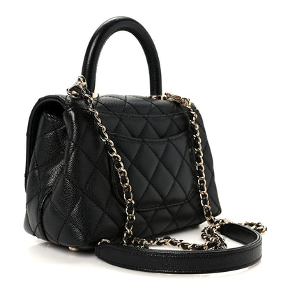 Caviar Quilted Extra Mini Coco Handle Flap Black