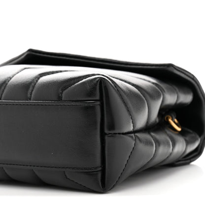 Calfskin Y Quilted Monogram Toy Loulou Crossbody Bag Black