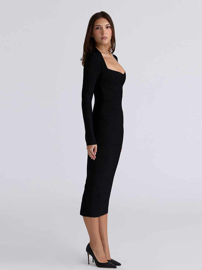Evangeline Long Sleeve Bandage Midi Dress
