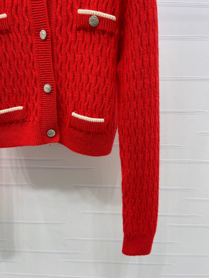 Chanel 2026 Knitted Cardigan Red Wool Cashmere 340962