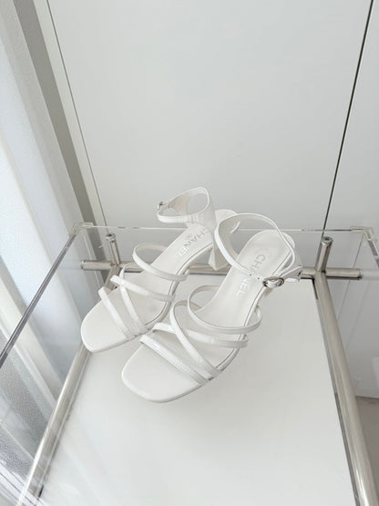 Chanel Cruise 26 Sandal 70mm White Lambskin 597358