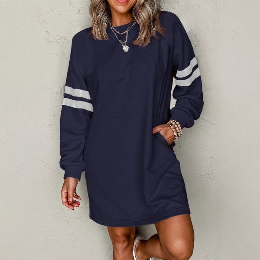 Drop Shoulder Loose Fit Round Neck Dress