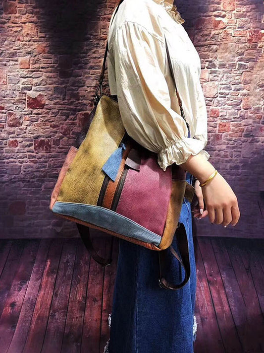 Vintage Colorful Manual Staining Backpack Bag
