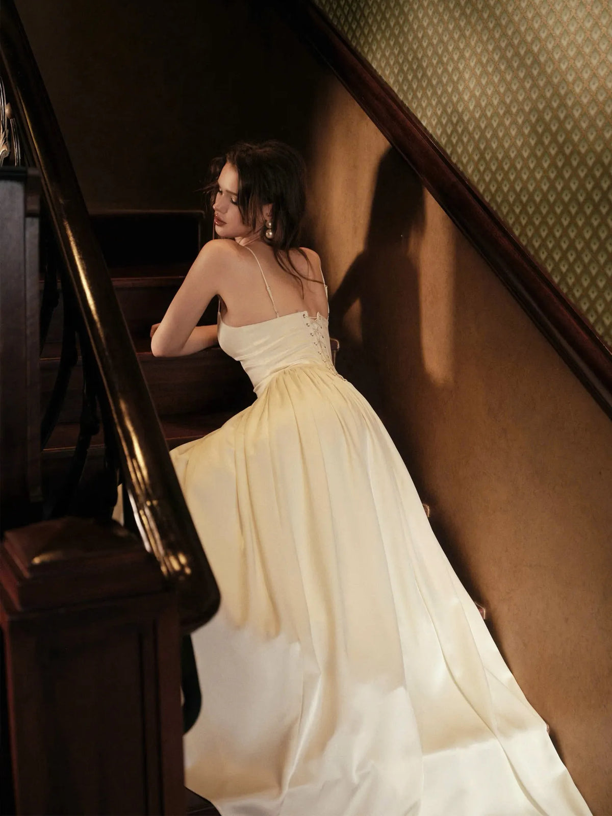 Adelina Pleated Satin Midi Dress
