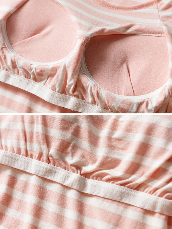 Striped Short Sleeve&Cropped Pants Pajamas Sets