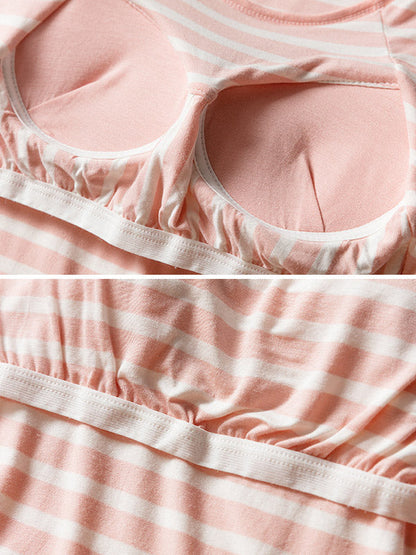 Striped Short Sleeve&Cropped Pants Pajamas Sets