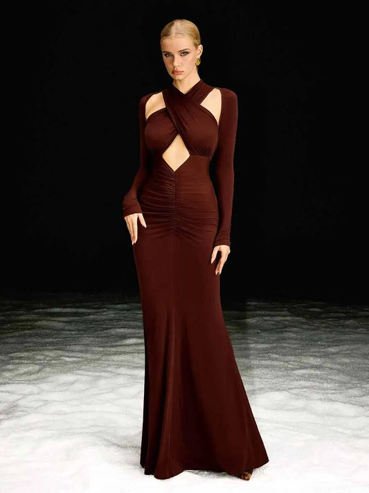 Rhea Long Sleeve Cutout Maxi Dress