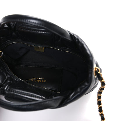 Lambskin Quilted Mini Bow Bag Black