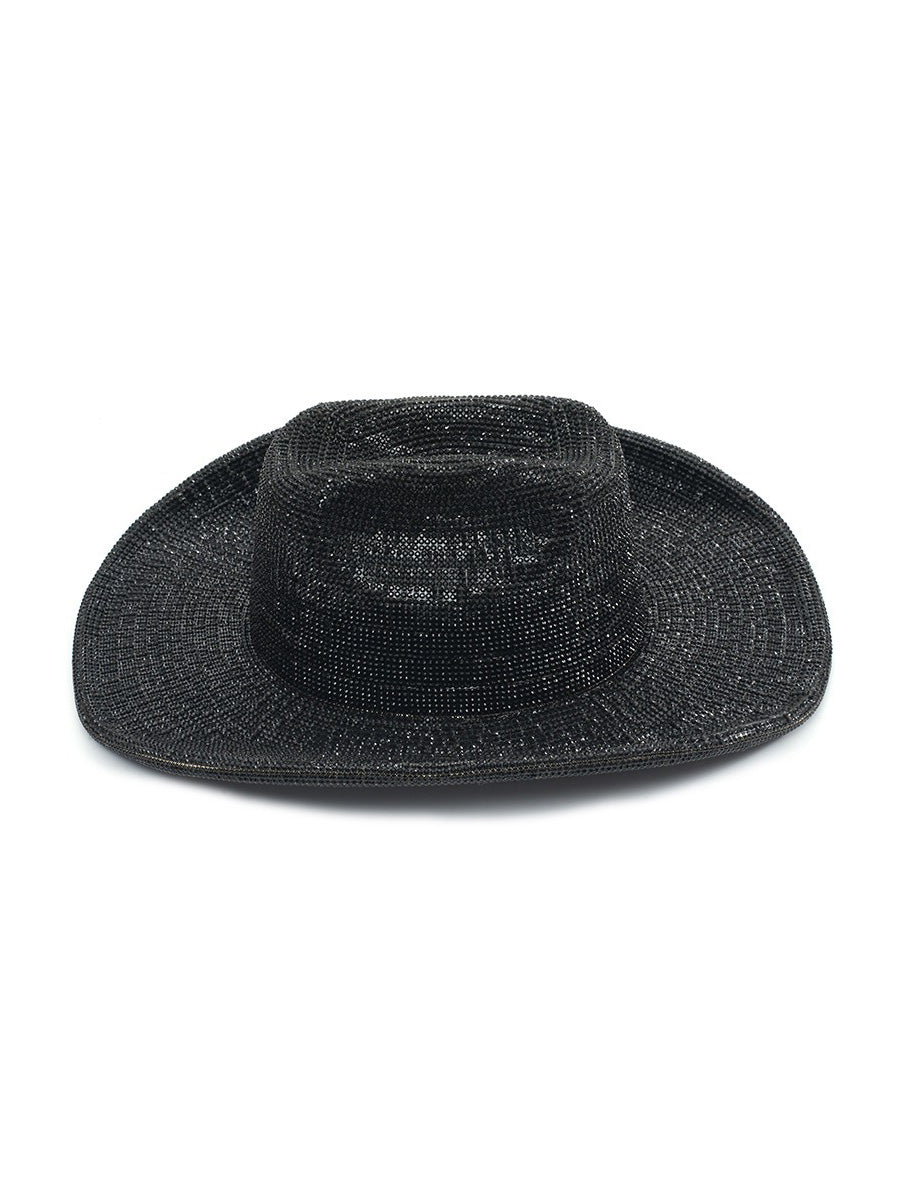 Keira Black Rhinestone-Embellished Fedora