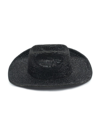 Keira Black Rhinestone-Embellished Fedora