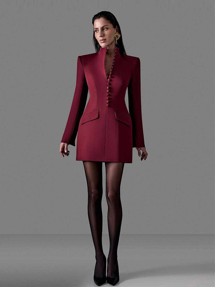 Autumn Shaped Neckline Mini Dress