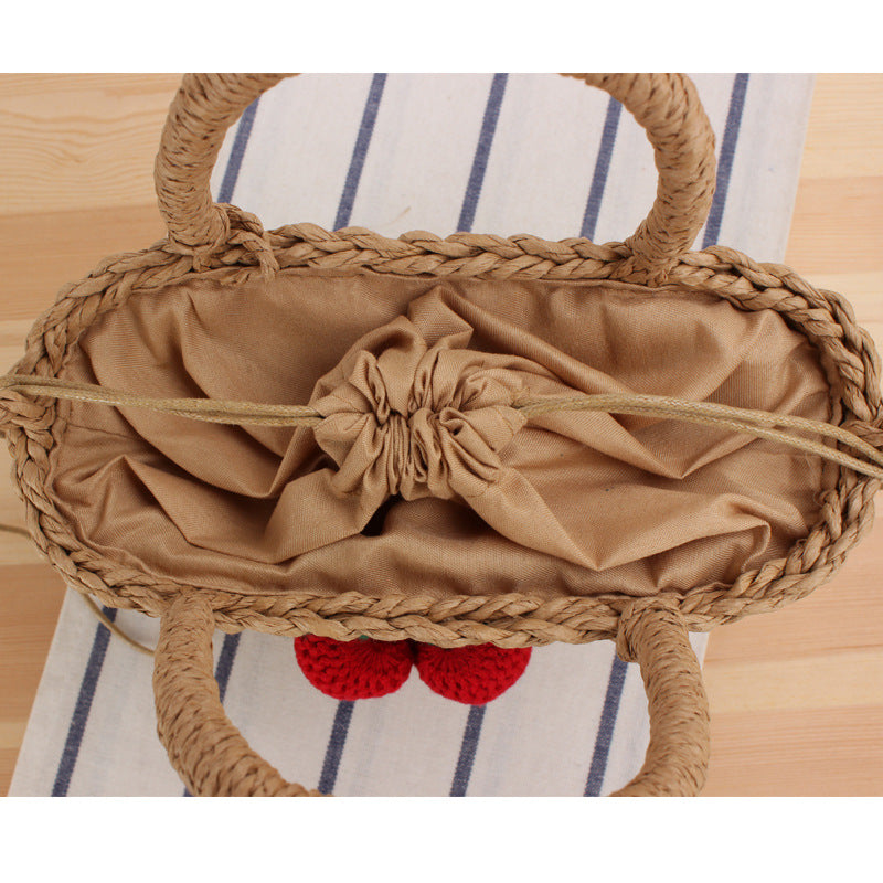 Crochet Market Bag Cherry Grass Woven Bag