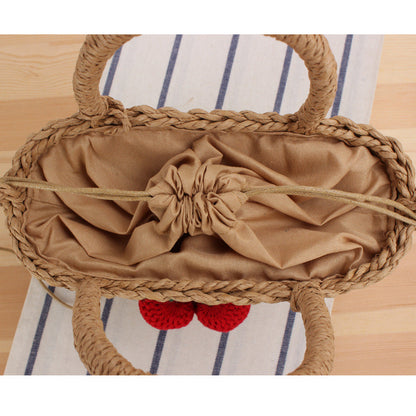 Crochet Market Bag Cherry Grass Woven Bag
