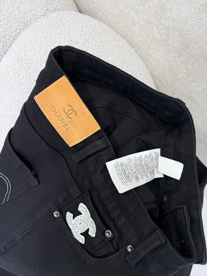 CC 26s Frayed Straight Leg Jeans Black Cotton 352015