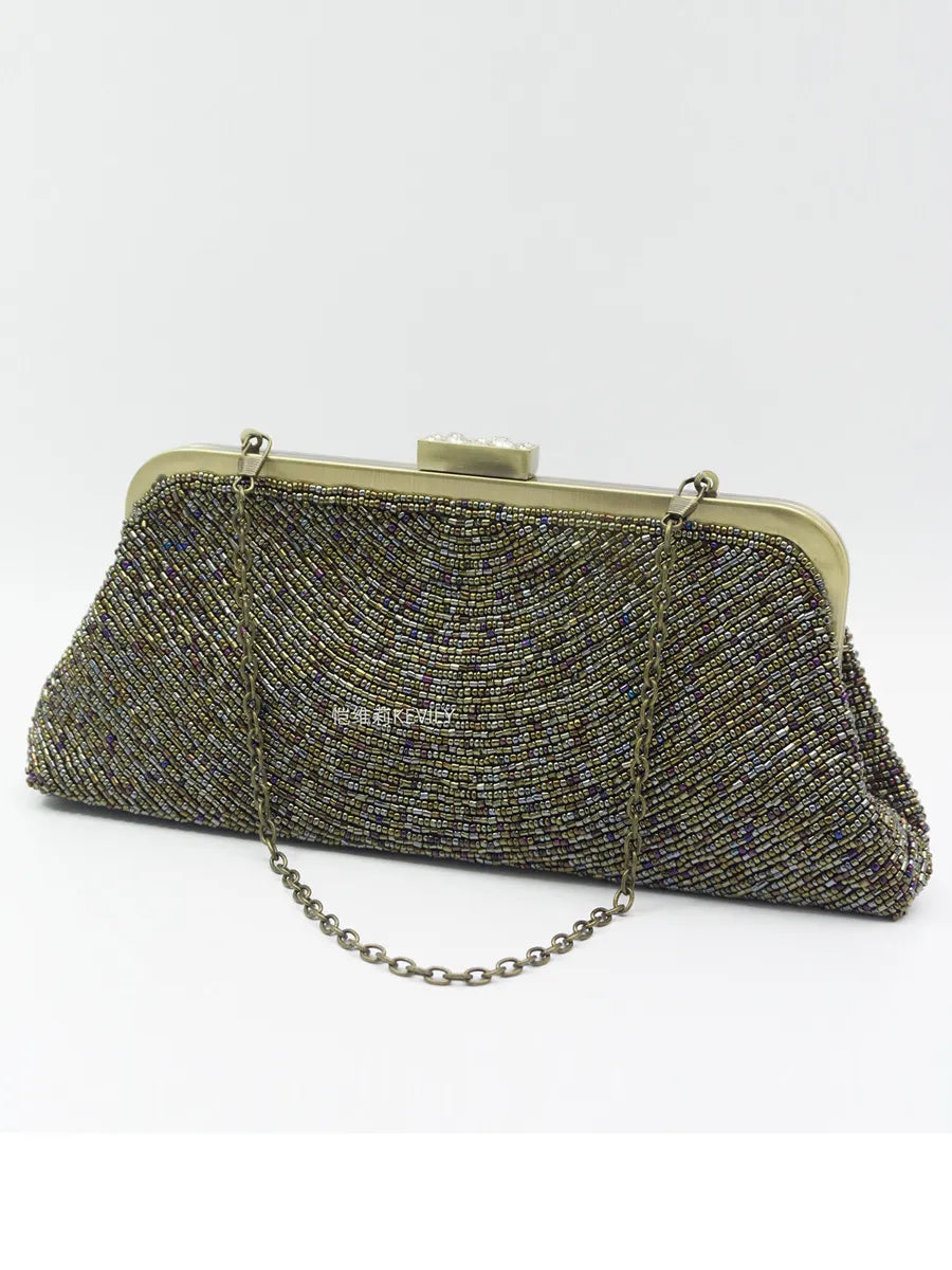 Johanna Vintage Beaded Antique Bronze Evening Bag