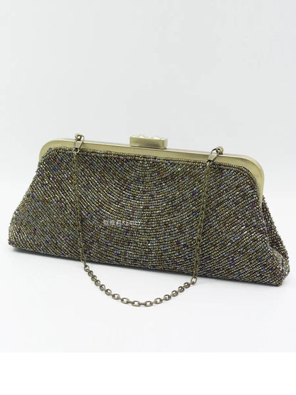 Johanna Vintage Beaded Antique Bronze Evening Bag