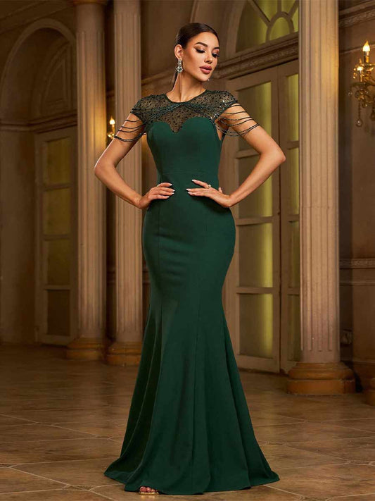 Jolie Round Neck Sequin Maxi Dress