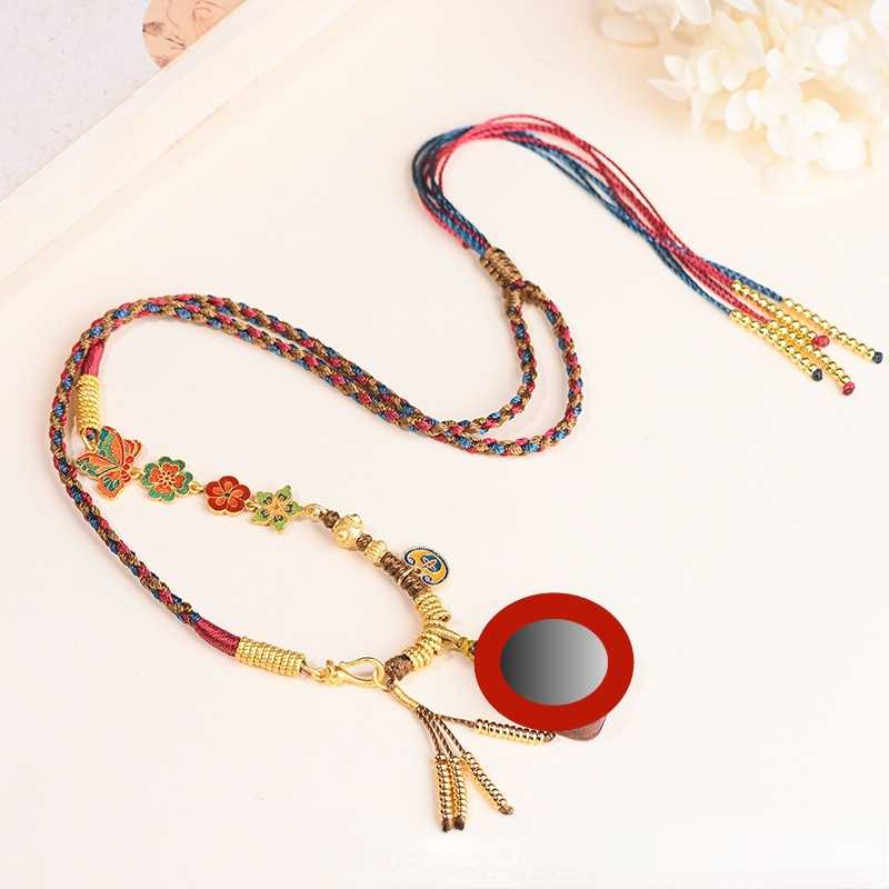 Tibetan Ethnic Style Pendant Rope Zakilam Tangka Women'S Neck Hanging Gold Yellow God Of Wealth Hanging Rope