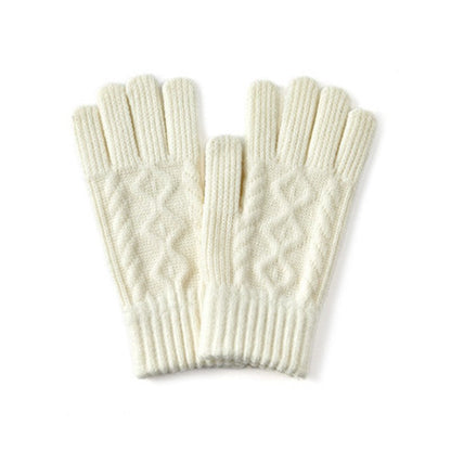 Candy Color Simple Twist Knit Gloves