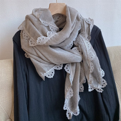 Fashion Lace Crochet Solid Color Long Scarf