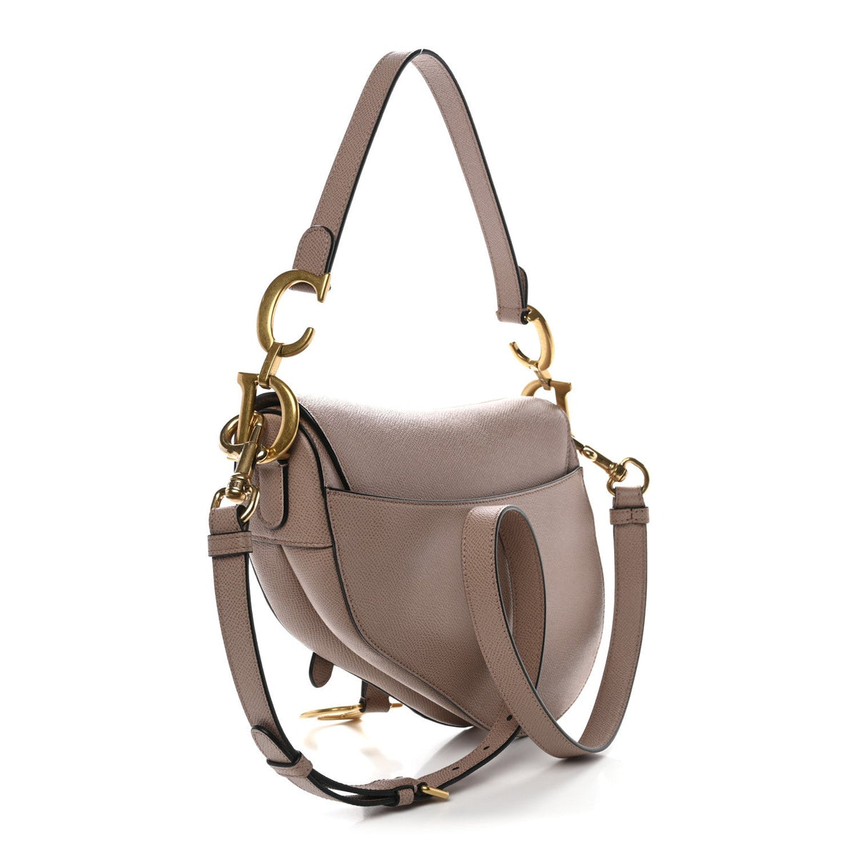 Grained Calfskin Saddle Bag With Strap Blush