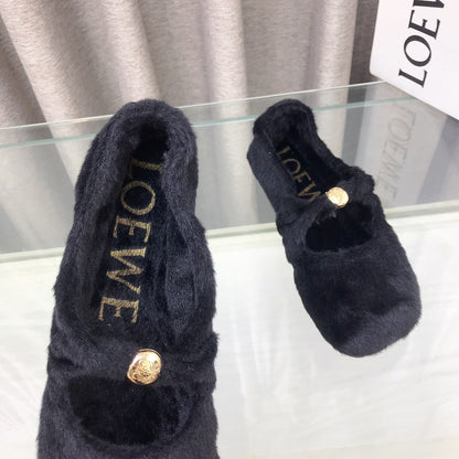 Loewe 2026 Ballet Flat Black in Wool 597434