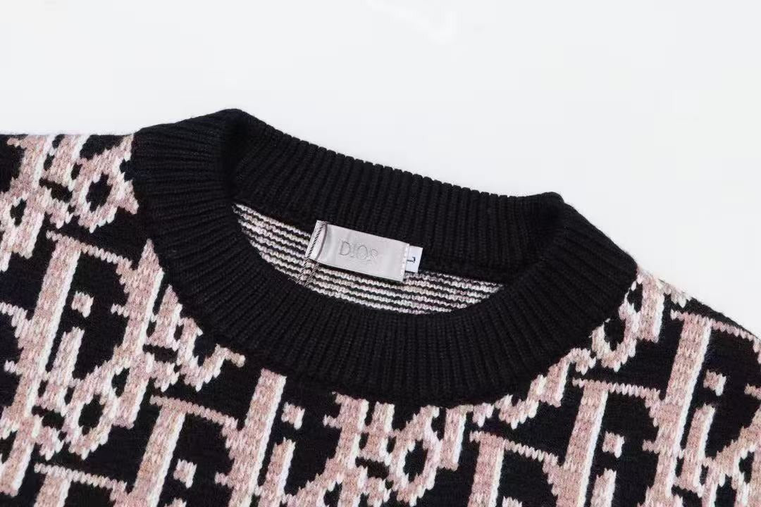 CD 2026 Oblique Knit Sweater Black Viscose Nylon