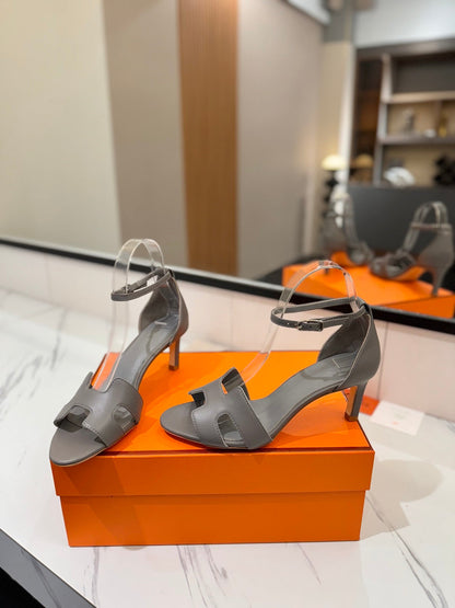 HM Joy 65mm Heeled Sandals Gray Flat Cowhide 294933