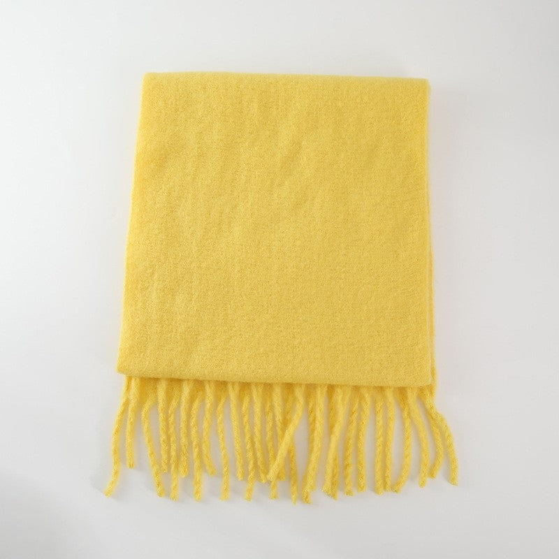 Solid Color Tassel Soft Wool Scarf