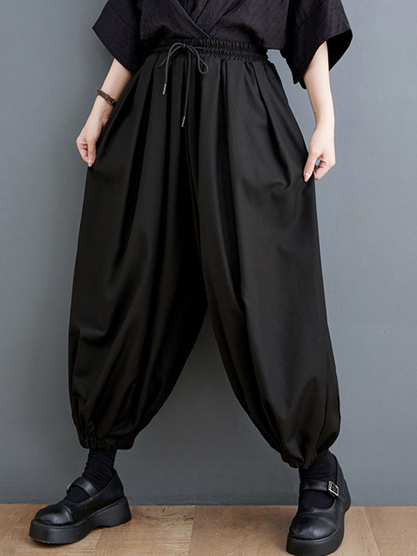 Bloomers Loose Drawstring Solid Color Casual Pants Bottoms