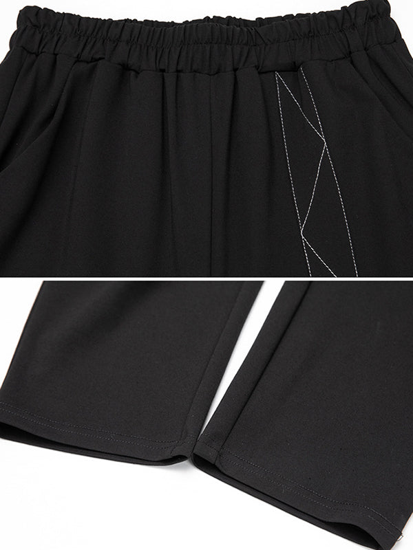Harem Pants Ninth Pants Pockets Split-Joint Casual Pants Bottoms Ninth Pants