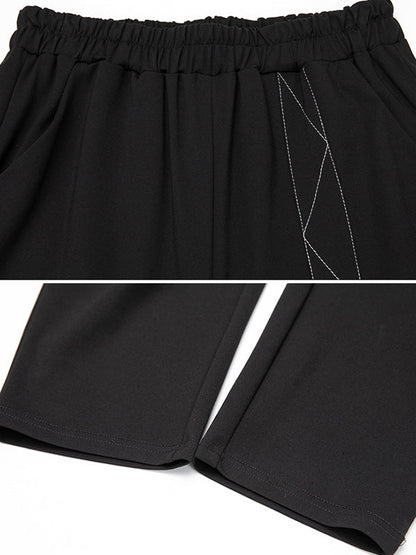 Harem Pants Ninth Pants Pockets Split-Joint Casual Pants Bottoms Ninth Pants