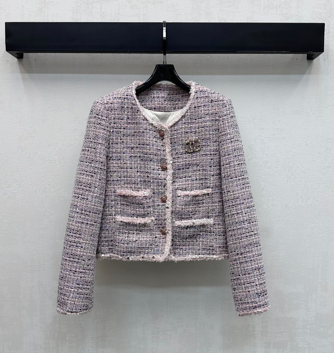 Chanel Classic Jacket Pink Tweed 341921