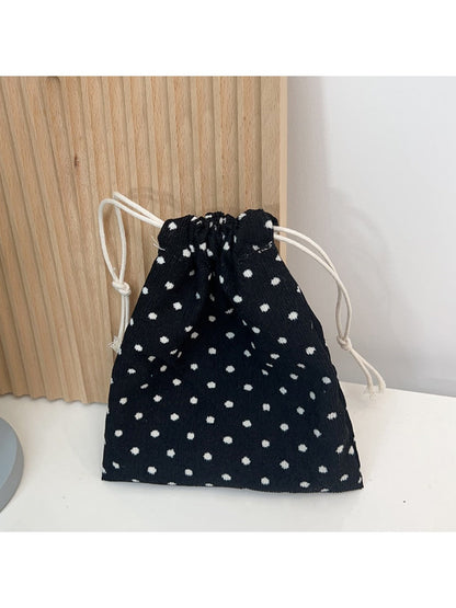 Cosbai - Corduroy Drawstring Pouch &amp; Coin Purse with Floral Patterns
