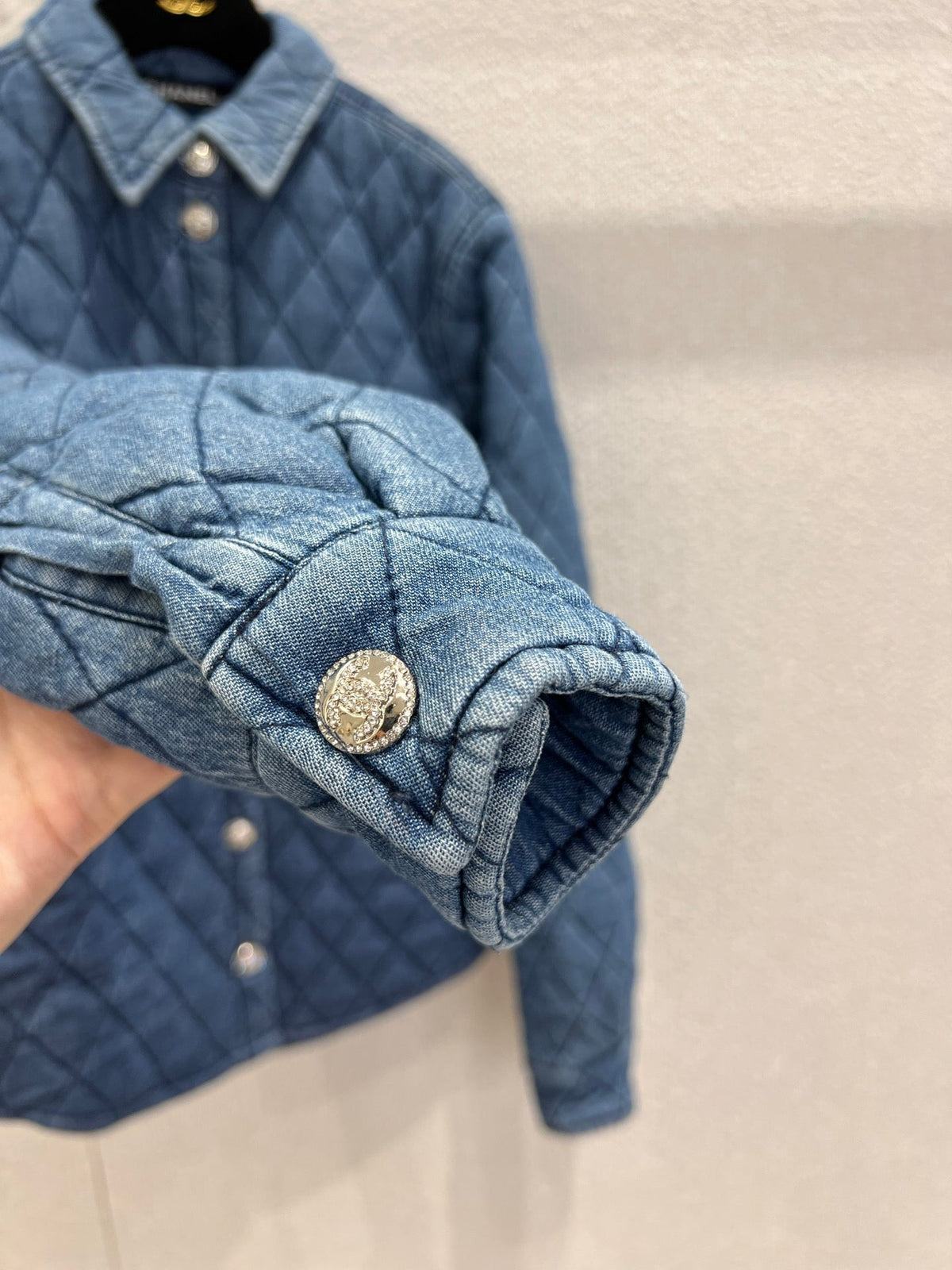 Chanel 2025 Quilted Jacket Blue Denim Fabric