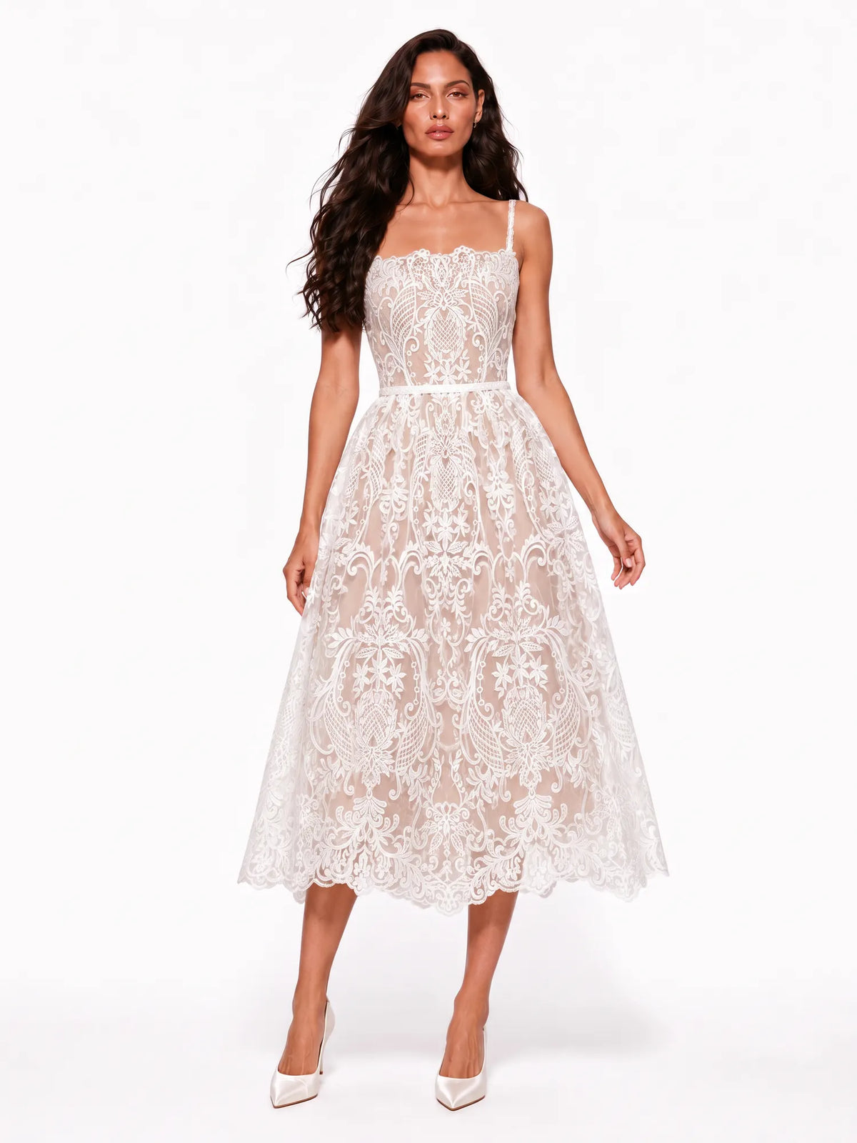 Ophelia Embroidered Camisole Midi Dress