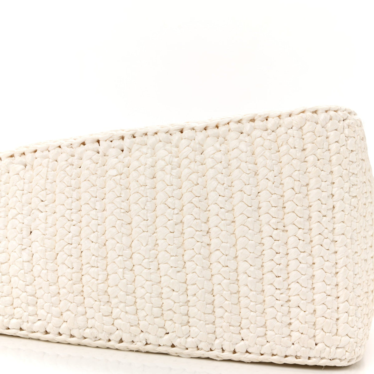 Yarn Raffia Effect Crochet Triangle Shoulder Bag White