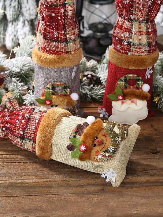 Christmas Checkered Split-Joint Wine Bags