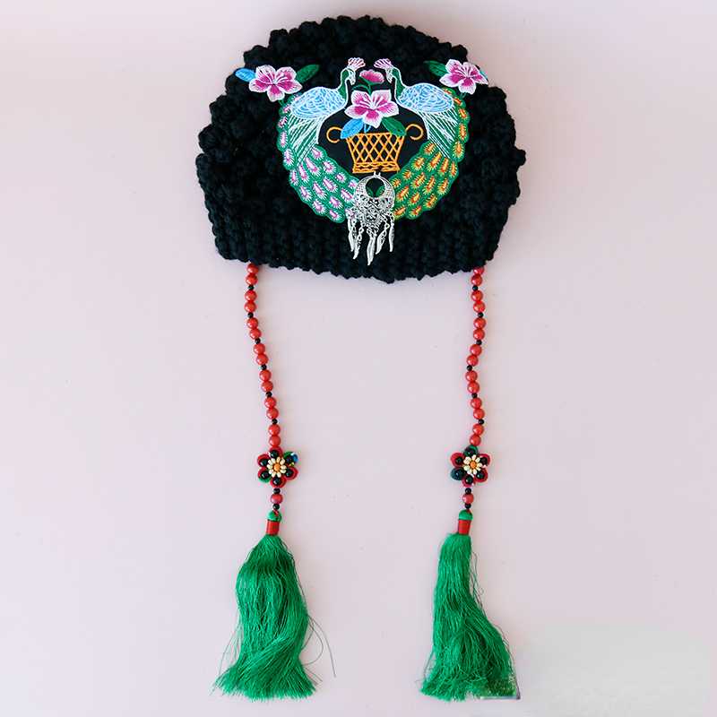 Autumn And Winter Embroidery Knitted Headbands, Women'S Warm Forehead Covers, Women'S Ethnic Style Hats