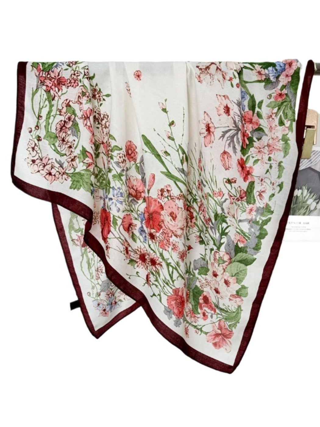 Scarvii - Boho Lightweight Floral-Print Square Scarf