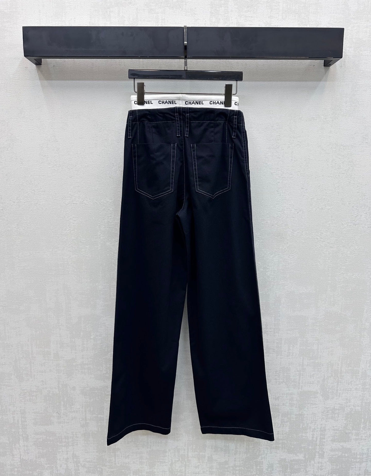 CC Drawstring Webbing Trousers Dark Navy Cotton Tencel 350184