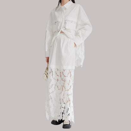Lace-Trimmed Panel Skirt