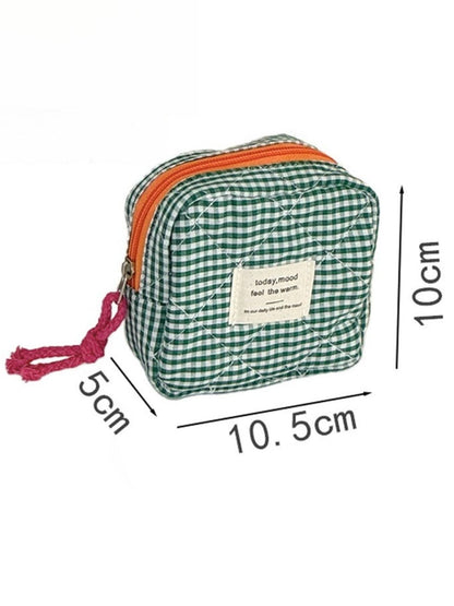Cosbai - Plaid Color Block Portable Coin Pouch
