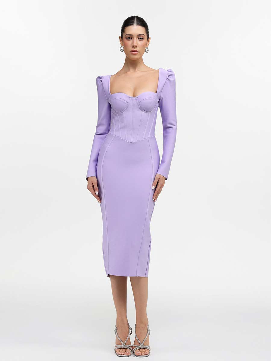 Isadora Bandage Midi Dress In Purple