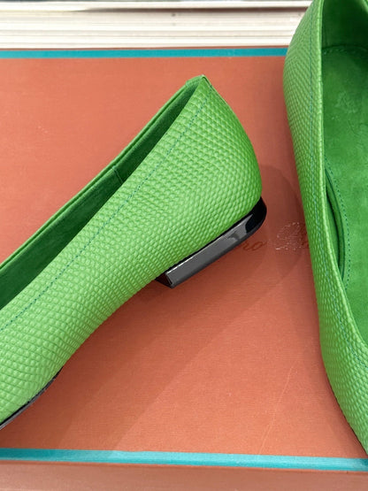 LP Primula Ballet Flat Green Leather 570696
